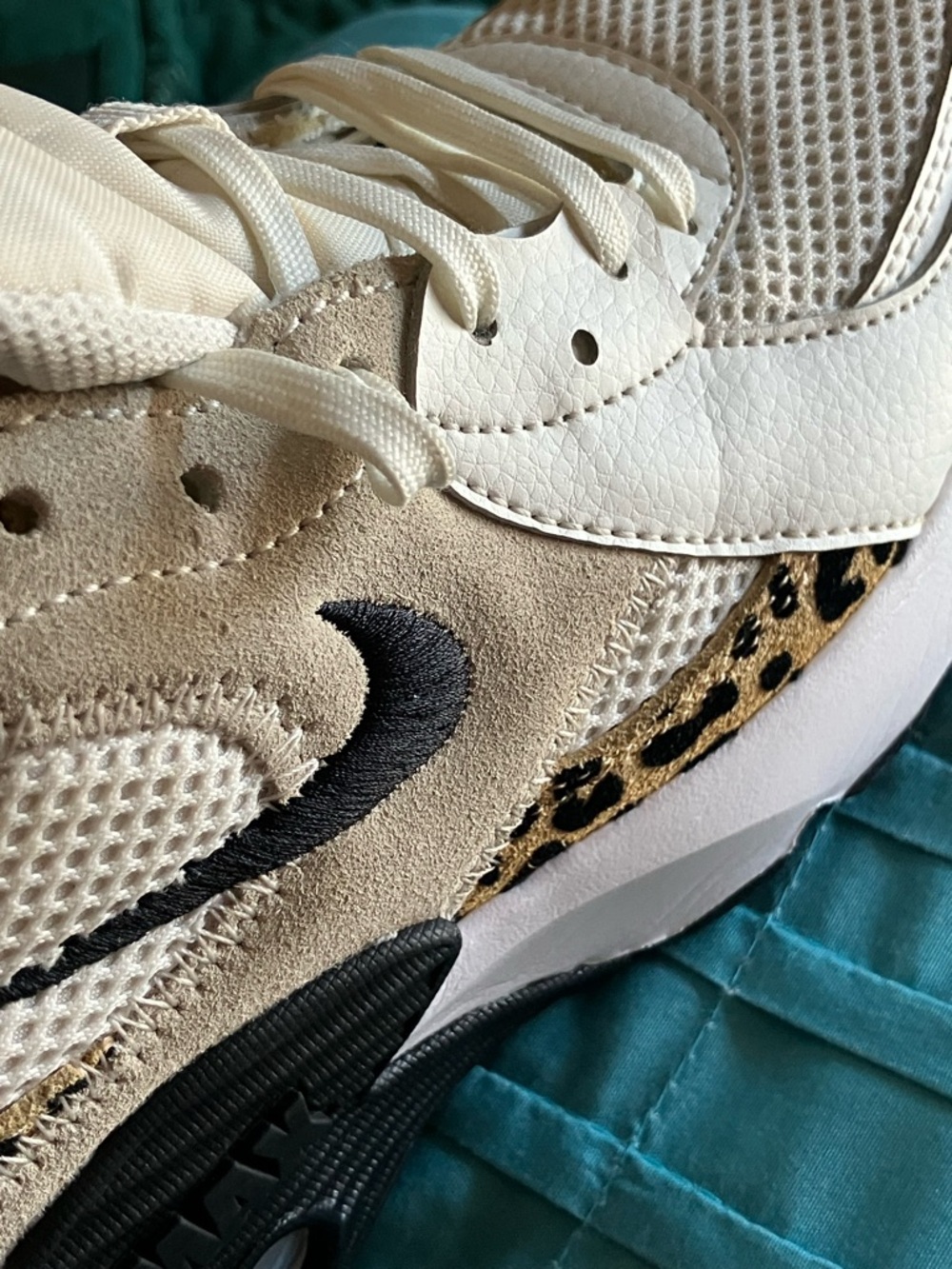 Nike White & Black Air Max Sneakers with Leopard Accent - Picture 15 of 16
